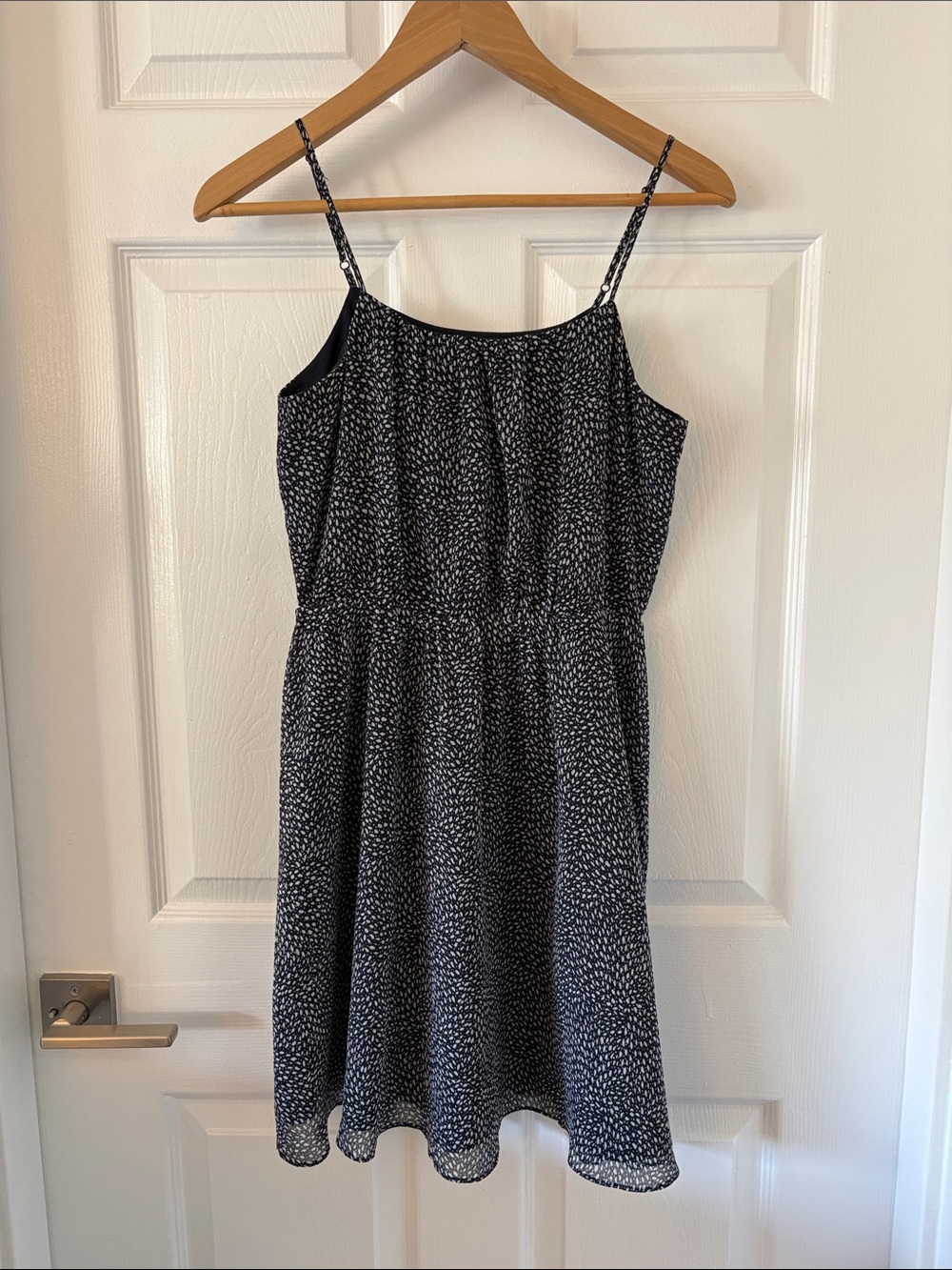 LOFT Navy Mini Dress with White Dot Motif